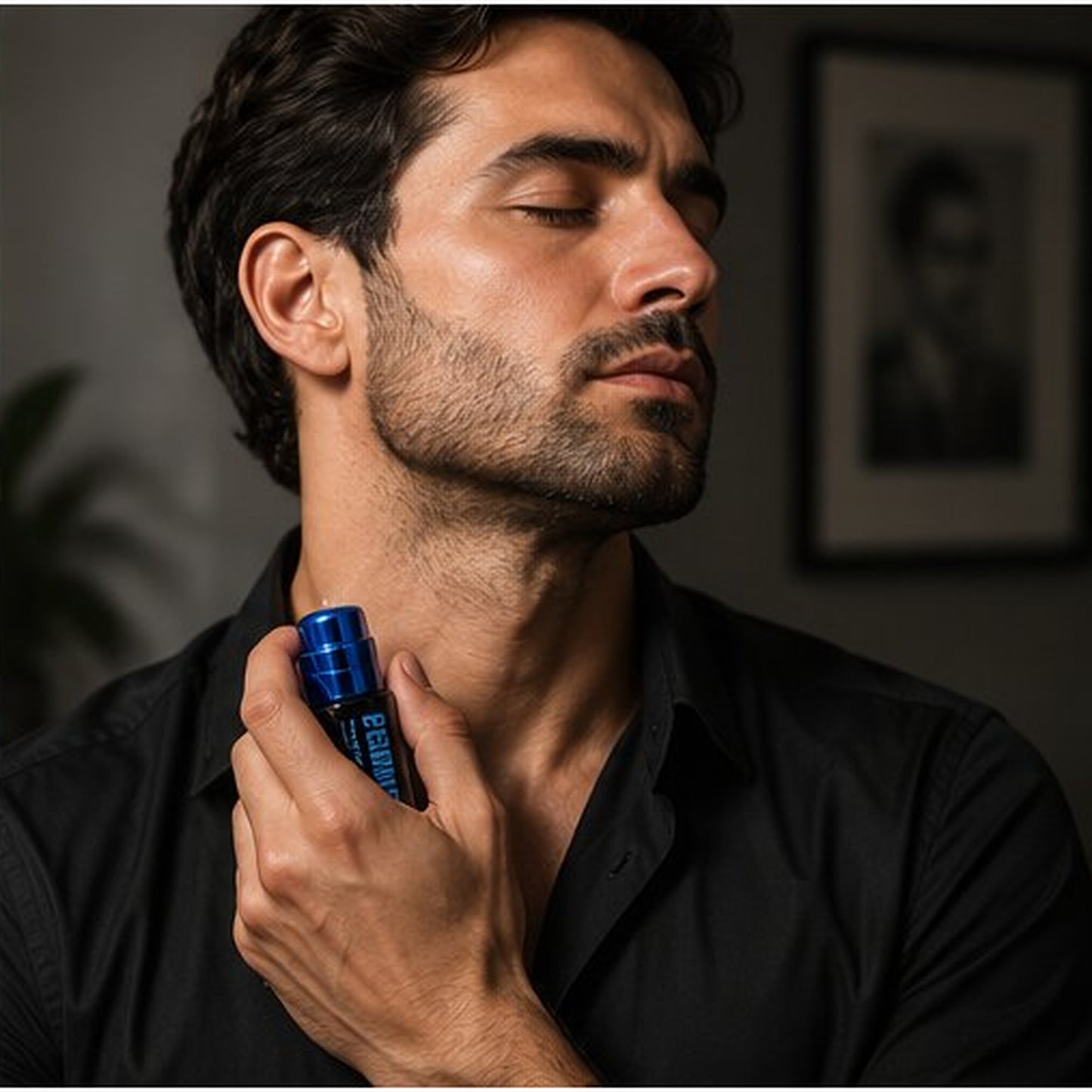 Man applying perfume