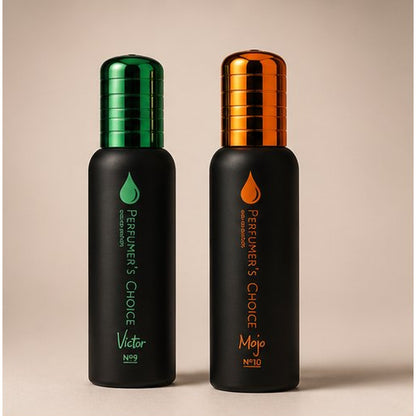 Two black perfume bottles
