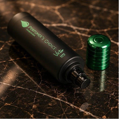 perfume bottle with green cap
