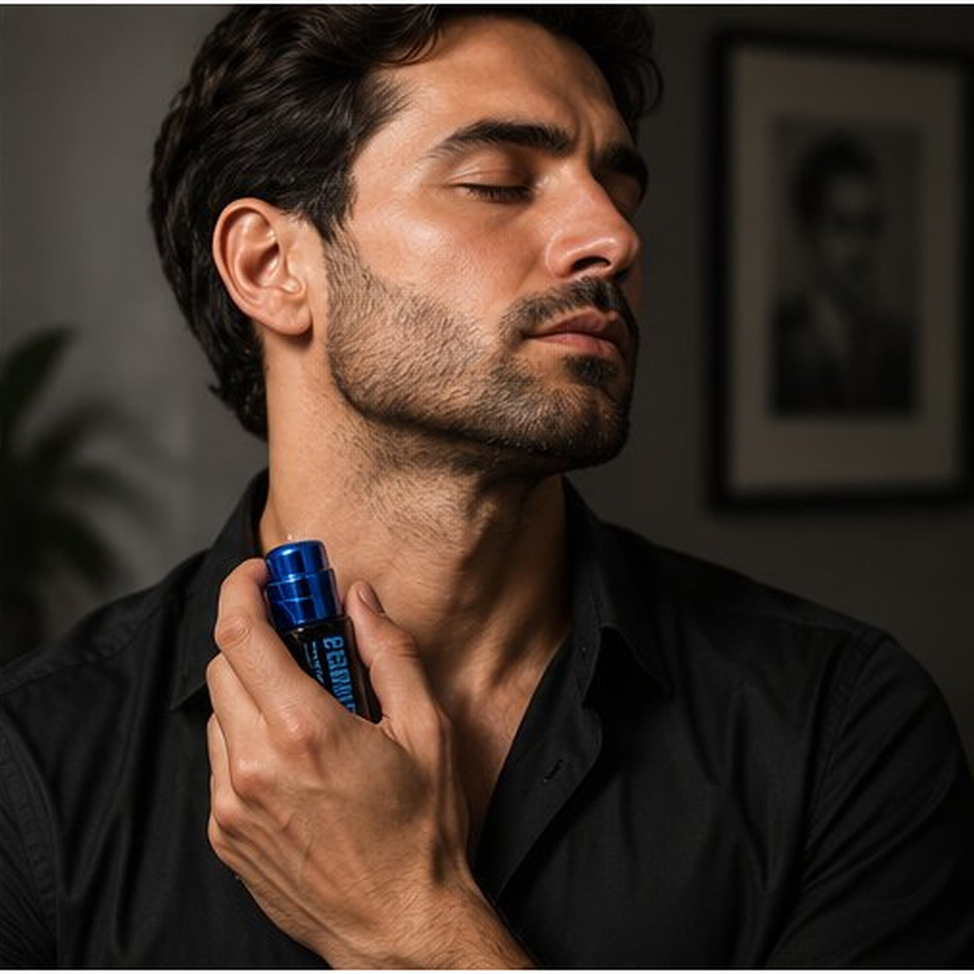 Man applying perfume